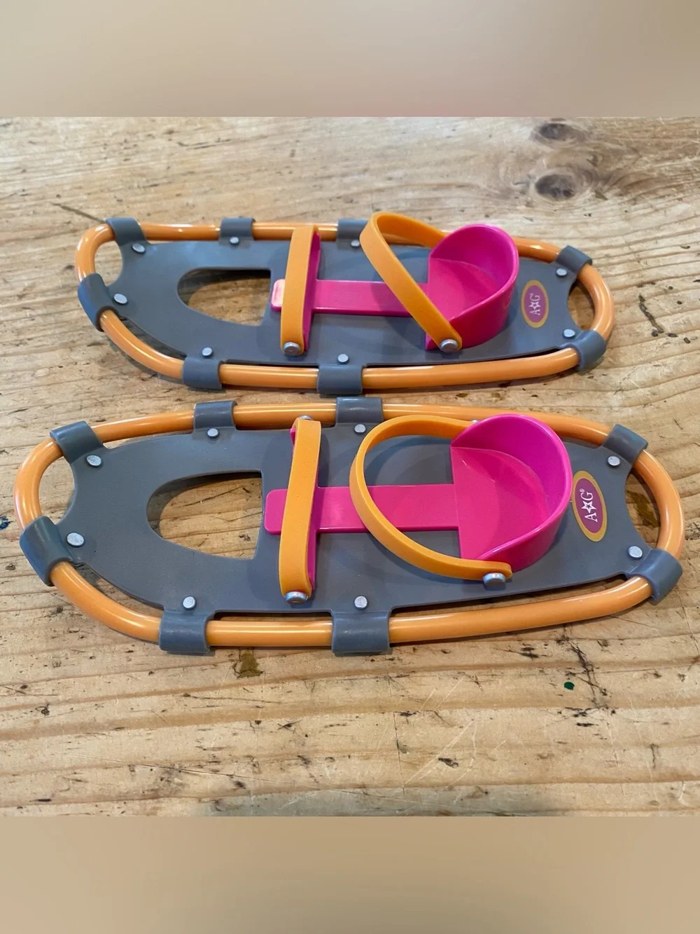 American Girl Doll Snowshoes Orange Pink Chrissa Winter Gear - Picture 2 of 5